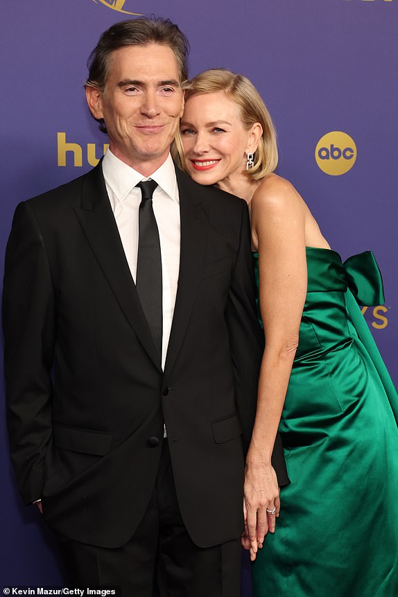 LOS ANGELES, CALIFORNIA - SEPTEMBER 15: (L-R) Billy Crudup and Naomi Watts attend the 76th Primetime Emmy Awards at Peacock Theater on September 15, 2024 in Los Angeles, California. (Photo by Kevin Mazur/Getty Images)