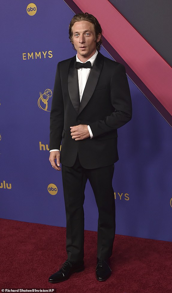 Jeremy Allen White arrives at the 76th Primetime Emmy Awards on Sunday, Sept. 15, 2024, at the Peacock Theater in Los Angeles. (Photo by Richard Shotwell/Invision/AP)