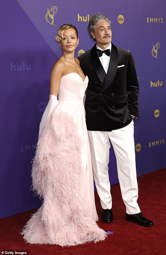 LOS ANGELES, CALIFORNIA - SEPTEMBER 15: (L-R) Rita Ora and Taika Waititi attend the 76th Primetime Emmy Awards at Peacock Theater on September 15, 2024 in Los Angeles, California. (Photo by Frazer Harrison/Getty Images)